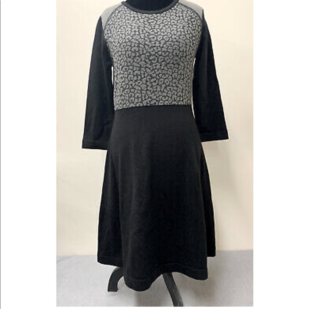 Nine West Women's Black & Grey Animal Print Sweater Dress